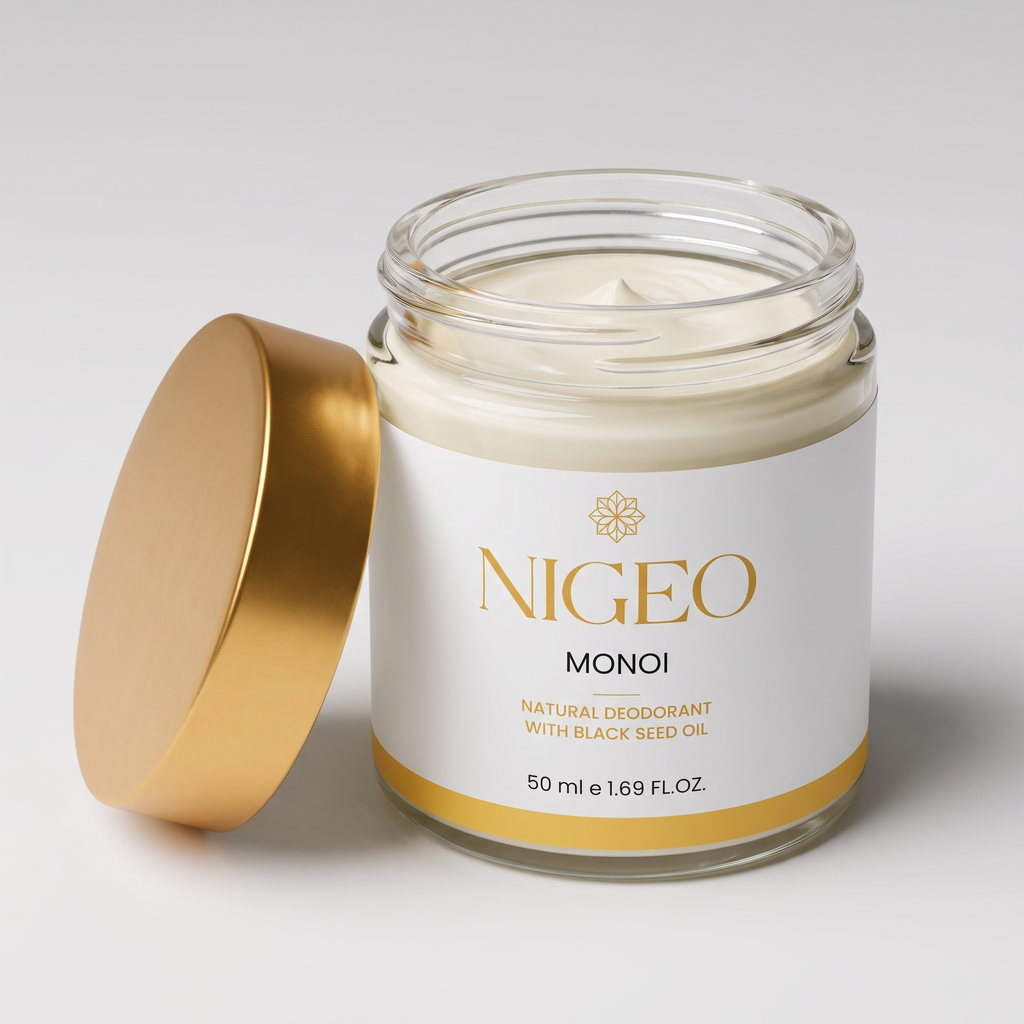 NIGEO Monoï open jar showing cream