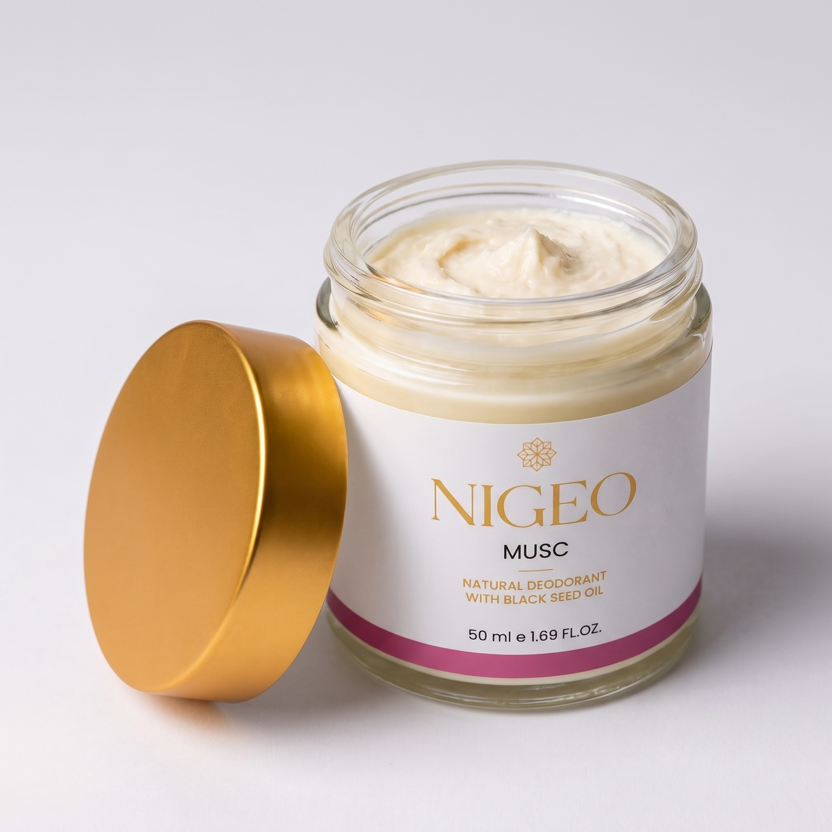 NIGEO Musk open jar showing cream
