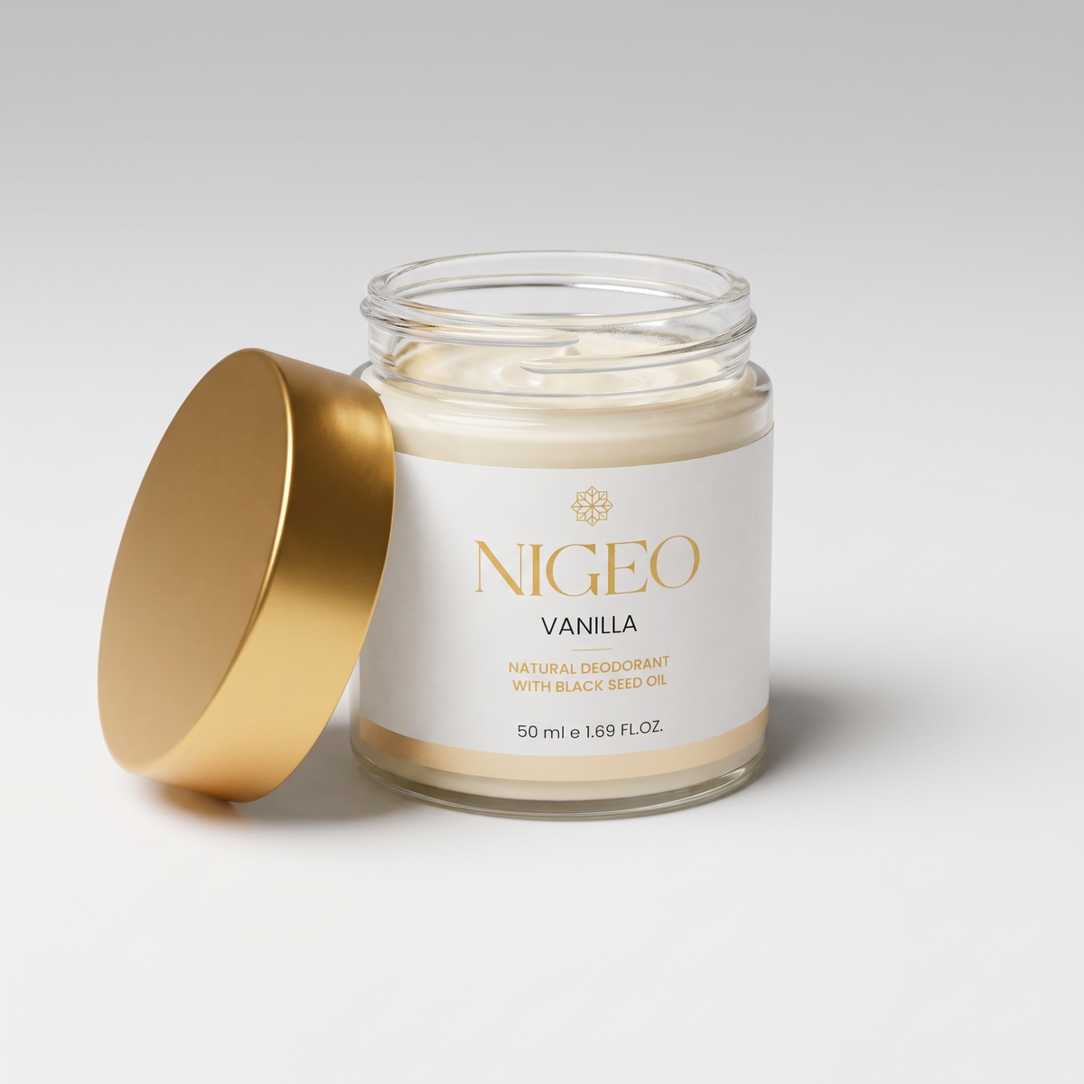 NIGEO Vanilla Bloom open jar showing cream