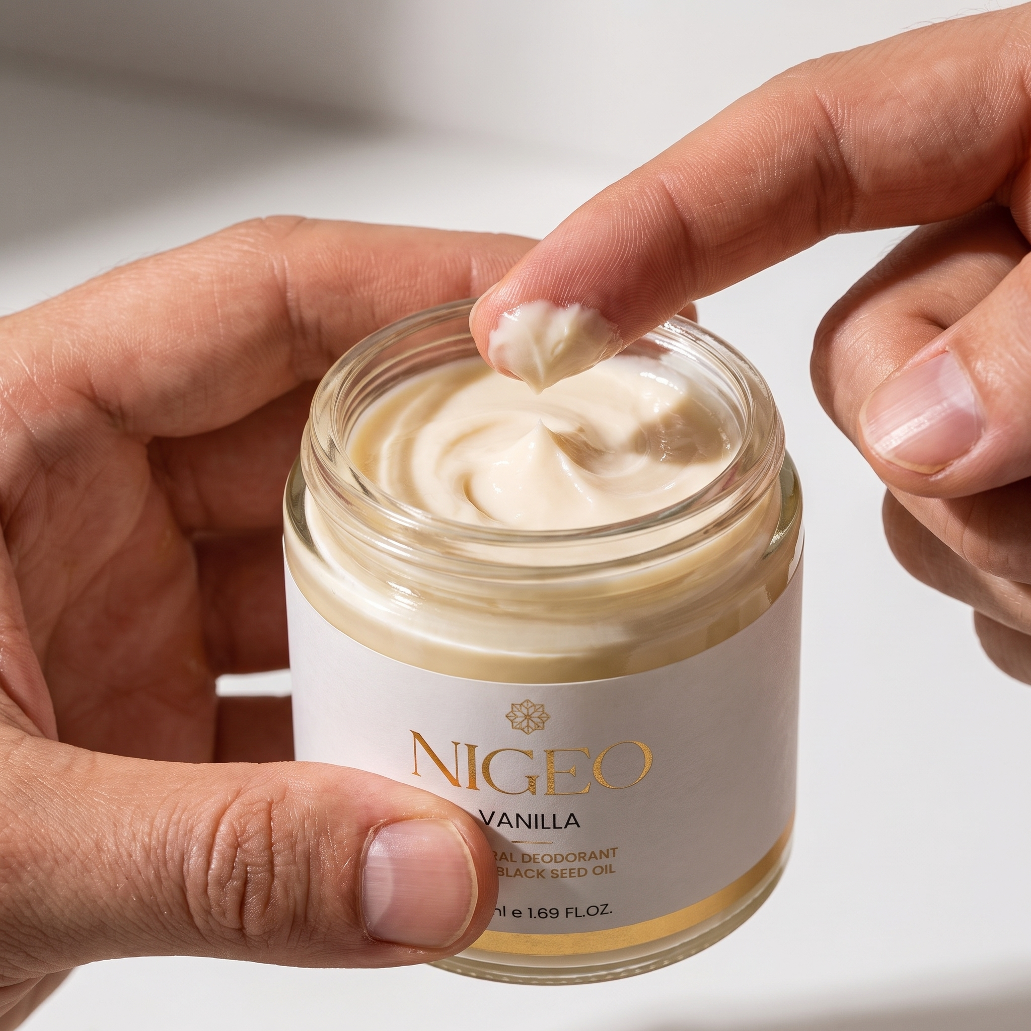 Texture of NIGEO Vanilla Bloom cream deodorant